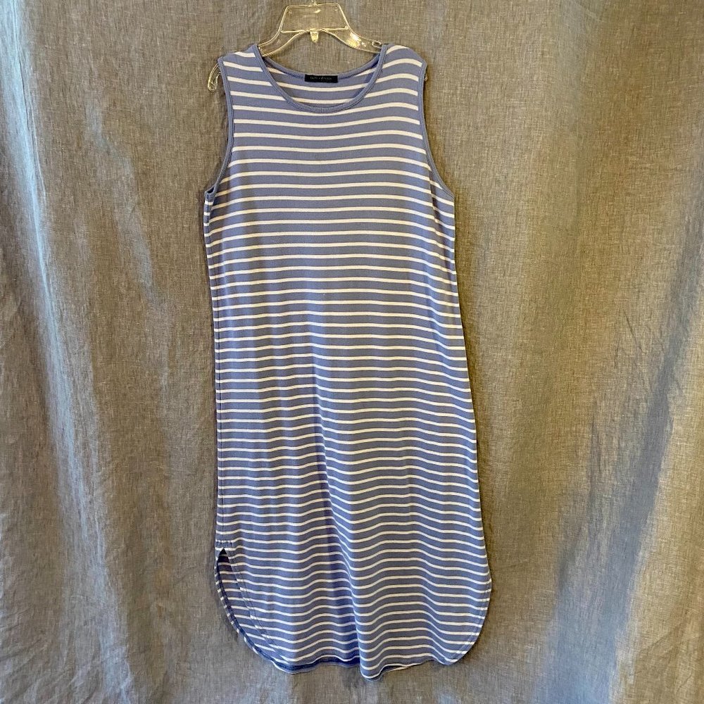 New Orleans Knitwear Sleeveless T-shirt Long Dress Blue and White Stripes